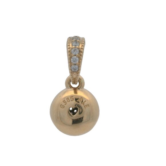 Pandora Retired 14kt Yellow Gold CZ Cubic Zirconia Dazzling Droplet Dangle Charm - Picture 3 of 4